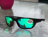 Costa Del Mar Whitetip Blackout Frame Green Mirror 580G Glass Polarized Lens