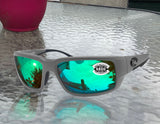 Costa Del Mar Fantail Gray Frame Green Mirror 580G Glass Polarized Lens