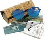 Costa Del Mar Peli Brushed Gunmetal Frame Blue Mirror 580 Glass Polarized Lens