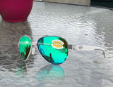 Costa Del Mar Loreto Palladium White Green Mirror 580P Plastic Polarized Lens