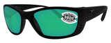 Costa Del Mar Fisch Black Frame Green Mirror 580G Glass Polarized Lens
