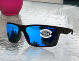 Costa Del Mar Reefton Blackout Frame Blue Mirror 580G Glass Polarized Lens