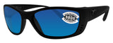 Costa Del Mar sunglasses Fisch Blackout Frame Blue Mirror 580 Glass Polarized Lens