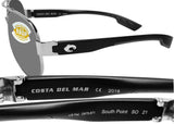 Costa Del Mar South Point Palladium Silver Frame Gray 580 Plastic Polarized Lens