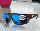 Costa Del Mar TF10OBMGLP Fantail Tortoise Blue Mirror 580G Polarized Glass Lens