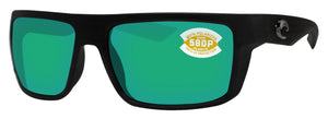 Costa Del Mar Motu Black Frame Green Mirror 580P Plastic Polarized Lens