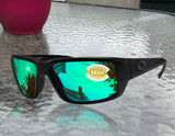 Costa Del Mar Fantail Blackout Frame Green Mirror 580 Plastic Polarized Lens