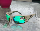 Costa Del Mar Permit Matte Sand Frame Green Mirror 580G Glass Polarized Lens New