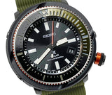 Seiko Prospex SNE547 Solar Diver Black Date Dial Green Silicone Band Watch New