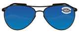 Costa Del Mar Piper Shiny Black Frame Blue Mirror 580G Glass Polarized Lens