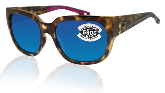 Costa Del Mar Waterwoman Shadow Tortoise Blue Mirror 580 Glass Polarized Lens