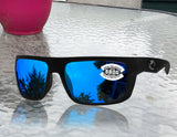 Costa Del Mar Motu Black Frame Blue Mirror 580 Glass Polarized Lens