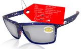 Costa Del Mar Rinconcito sunglasses Matte Blue Fire Work Gray Silver Mirror 580 Plastic Polarized Lens
