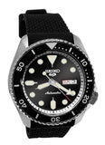 Seiko 5 Sports Automatic SRPD95 Black Sunray Day Date Dial Silicone Band Watch New