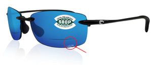 Costa Del Mar Ballast Readers C-Mate Black +2.50 Blue Mirror 580P Plastic Lens
