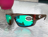 Costa Del Mar Fantail Tortoise Frame Green Mirror 580G Glass Polarized Lens