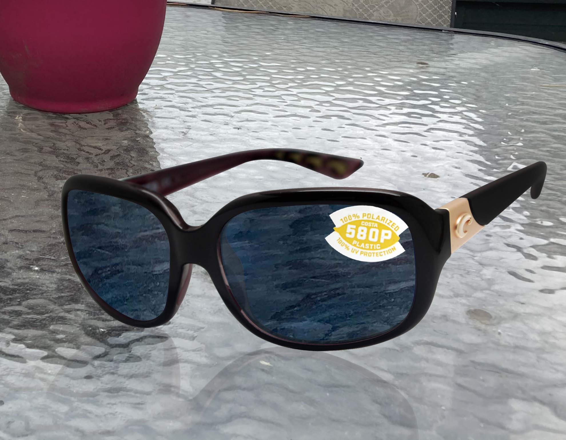 Costa Del Mar Gannet Shiny Black Hibiscus Frame Gray 580P 