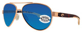 Costa Del Mar Loreto Rose Gold Tortoise Blue Mirror 580G Glass Polarized Lens