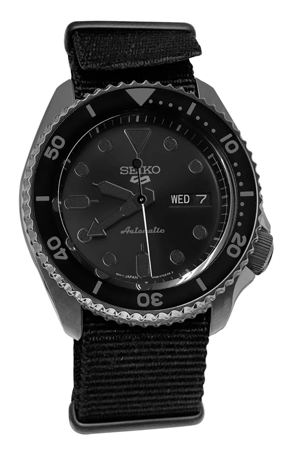 Seiko 5 Sports Automatic SRPD79 Black Day Date Dial Nylon Band