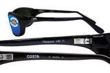 Costa Del Mar Harpoon Shiny Black Frame Blue Mirror 580 Glass Polarized Lens