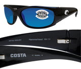 Costa Del Mar Hammerhead Shiny Black Frame Blue Mirror 580G Glass Polarized Lens