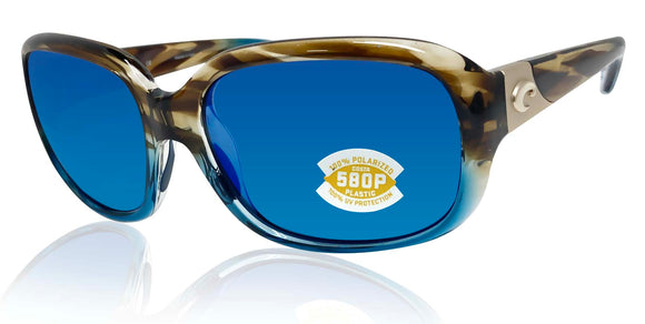 Costa Del Mar Gannet Wahoo Blue Mirror 580 Plastic Lens Sunglasses