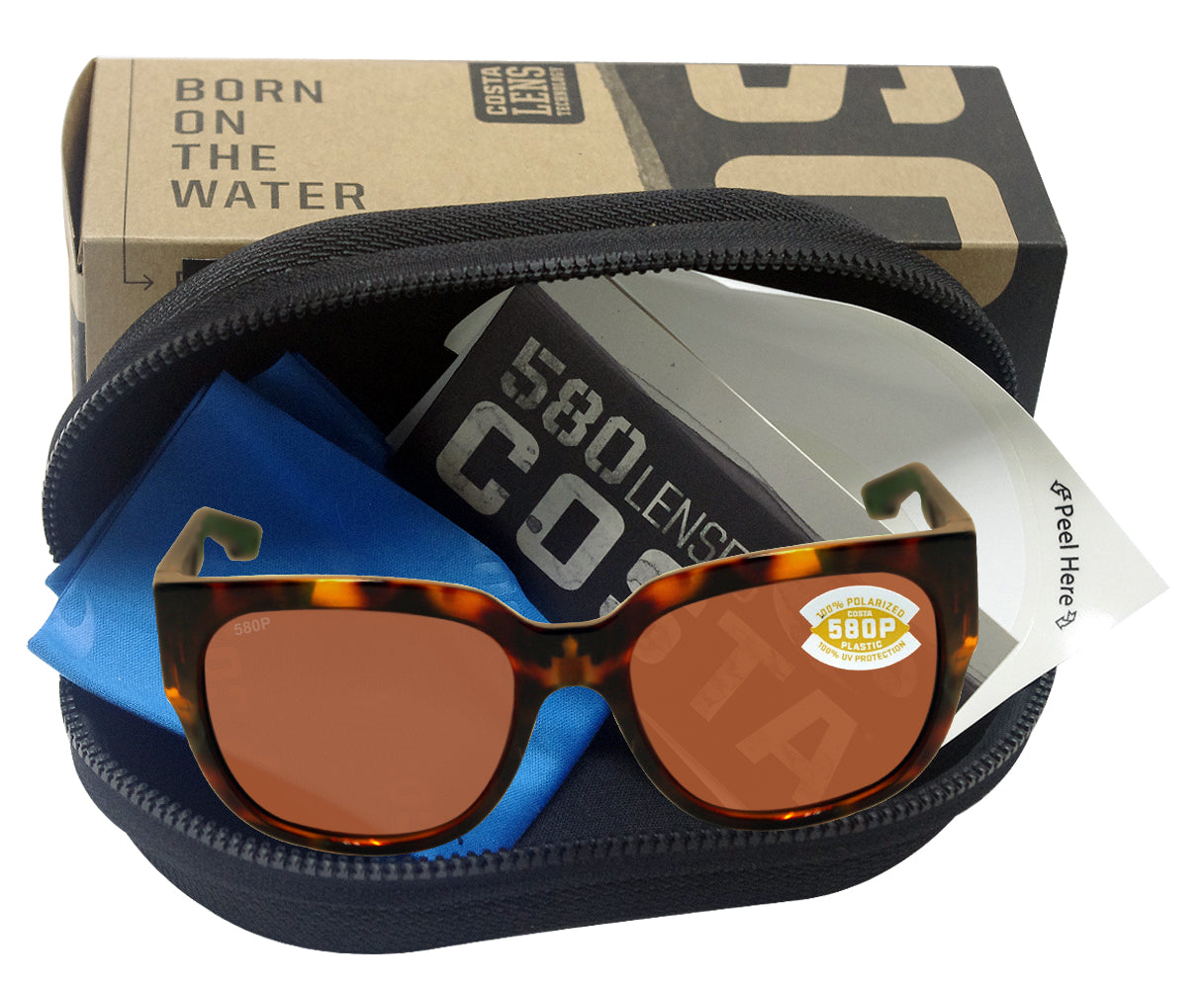 Costa WaterWoman Tortoise Sunglasses with Black Case Costa Waterwoman M (55-18) with Green Mirror lenses and  main image 2