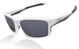 Oakley Chainlink Sunglasses Matte White frame Grey Polarized Lens