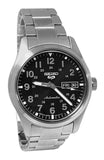 Seiko 5 Sports SRPG27 Black Day Date Dial Stainless Steel Bracelet Watch New