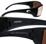 Costa Del Mar Blackfin Black Copper Silver Mirror 580G Glass Polarized Lens