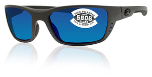 Costa Del Mar Whitetip Matte Gray Frame Blue Mirror 580G Glass Polarized Lens