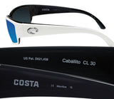 Costa Del Mar Caballito White Frame Blue Mirror 580G Glass Polarized Lens