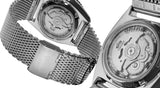 Seiko 5 Sports Automatic SRPD67 Cream Day Date Dial Silver Steel Bracelet Watch