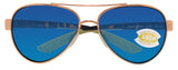 Costa Del Mar Loreto Rose Gold Tortoise Blue Mirror 580P Plastic Polarized Lens