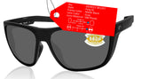Costa Del Mar Ferg Xl Black Gray 580 Plastic Lens Sunglasses