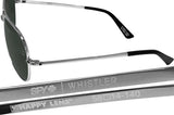 Spy Optic Whistler Aviator sunglasses silver frame Happy Gray Green Lens