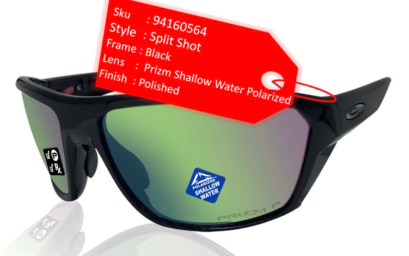 Oakley Split Shot sunglasses polished black Frame Prizm shallow water polarized lens 94160564