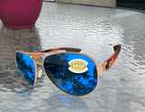Costa Del Mar South Point Rose Gold Tortoise Blue Mirror 580 Plastic Polarized
