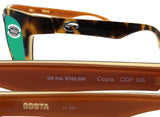 Costa Del Mar Copra Retro Tortoise Frame Green Mirror 580 Glass Lens