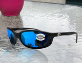 Costa Del Mar Brine Matte Black Frame Blue Mirror 580G Glass Polarized Lens