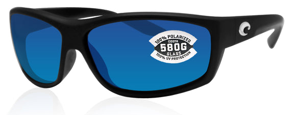 Costa Del Mar Saltbreak Black Frame Blue Mirror 580G Glass Polarized Lens