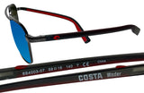 Costa Del Mar Wader Dark Gunmetal Frame Blue Mirror 580 Glass Polarized Lens
