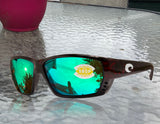Costa Del Mar Tuna Alley Tortoise Frame Green Mirror 580P Plastic Polarized Lens