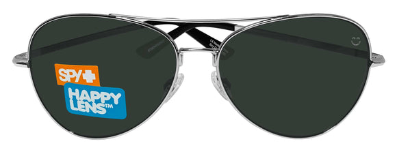 Spy Optic Whistler Aviator sunglasses silver frame Happy Gray Green Lens
