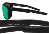 Costa Del Mar Ferg Xl Black Green Mirror 580 Plastic Lens Sunglasses