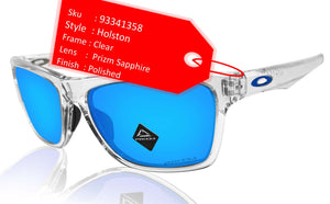 Oakley Holston Clear Frame Prizm Sapphire Lens Sunglasses 0OO9334