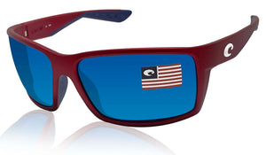 Costa Del Mar Reefton USA Red Blue Mirror 580 Glass Lens Sunglasses