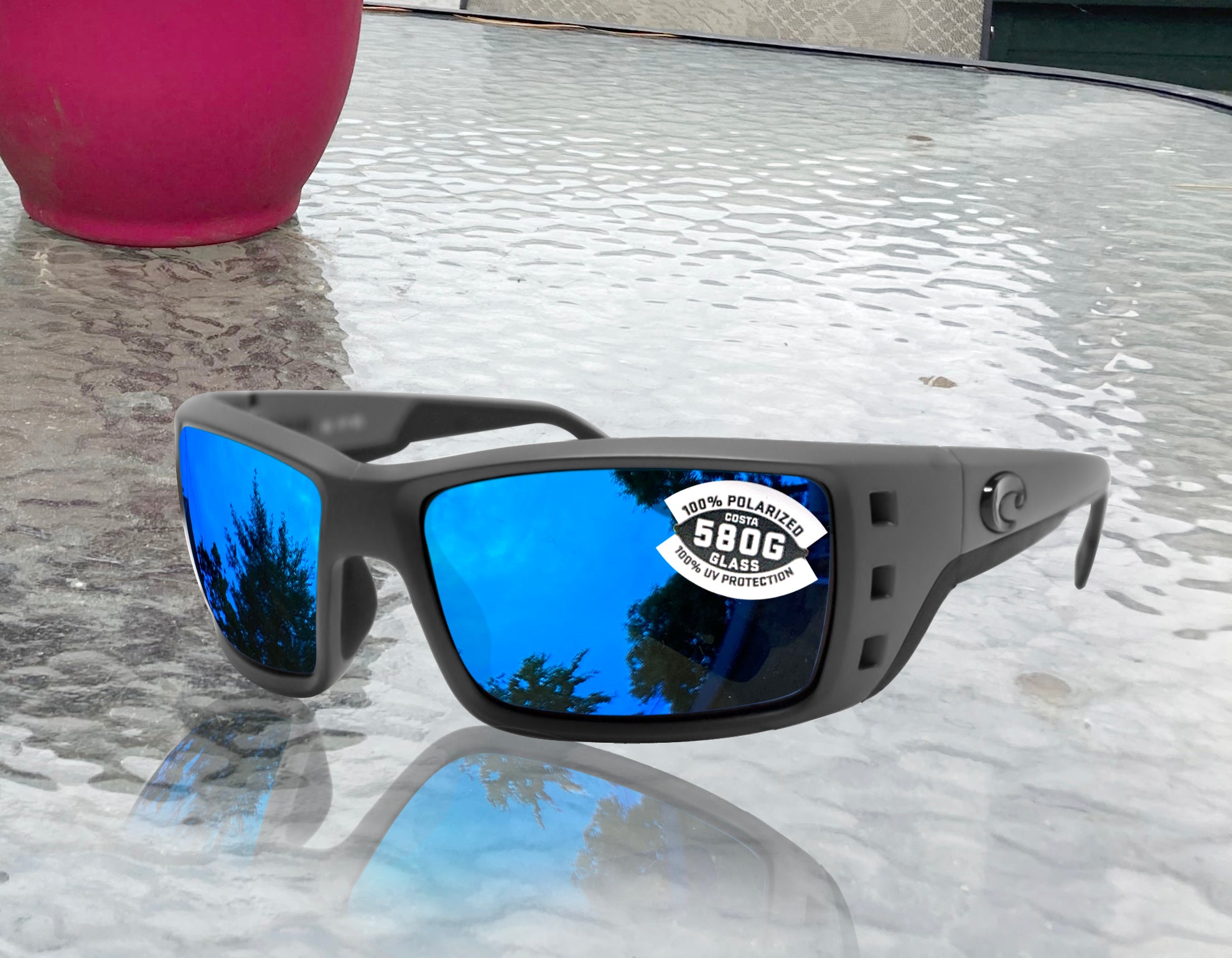 Costa Del Mar Permit Matte Gray Frame Blue Mirror 580G Glass