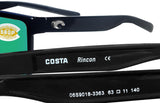 Costa Del Mar Rincon Shiny Black Frame Green Mirror 580 Plastic Polarized Lens