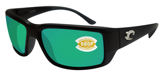 Costa Del Mar Fantail Black Frame Green Mirror 580P Plastic Polarized Lens